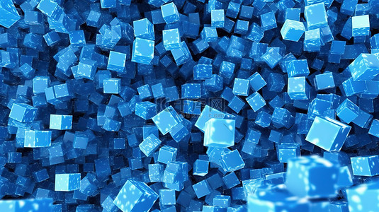 蓝色爆炸性 3D 立方体的背景插图