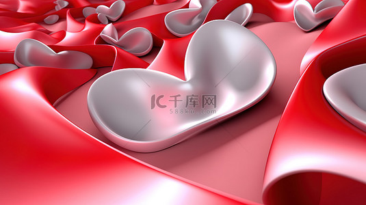 玫瑰气球背景图片_3D 渲染抽象情人节背景与爱情设计理念