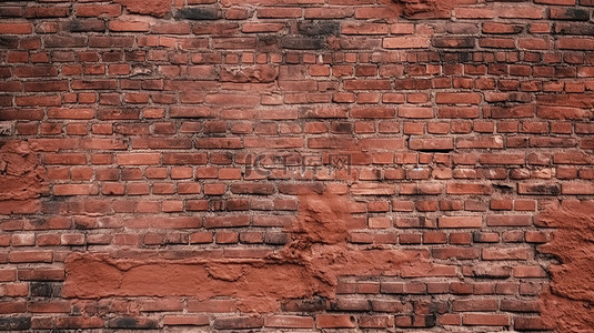 地砖墙背景图片_用 3D 渲染创建的火红旧砖墙
