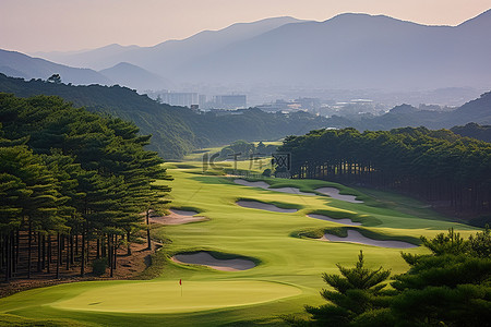 不错背景图片_韩国yamantoo高尔夫球场的这个景色不错