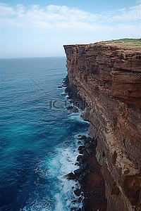悬崖背景图片_伸向大海的长悬崖