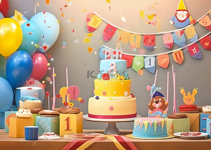 气球蛋糕背景图片_蛋糕背景彩色