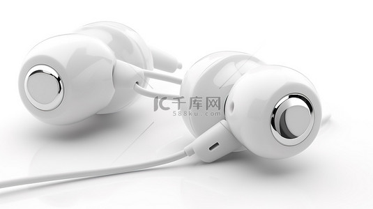 耳机数码产品背景图片_在白色背景上隔离的 3d 渲染中的白色耳机