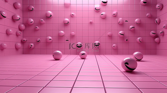 提升图标背景图片_空的粉红色空间通过描绘心情和感觉的 3D 情感图标增强