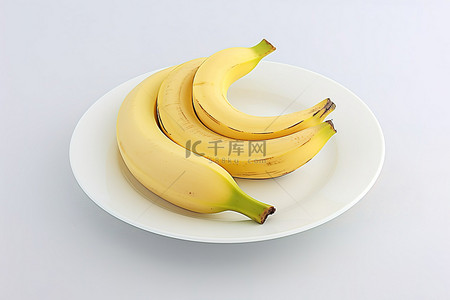 剥香蕉背景图片_白色地面上盘子上的香蕉