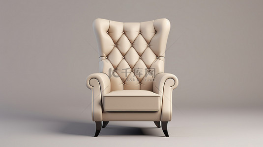 表单on背景图片_现代高背翼椅单座沙发正面视图 3D 渲染家具