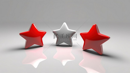致客户的信背景图片_在 3D 插图中将客户反馈概念化为白色背景上的三种红星颜色