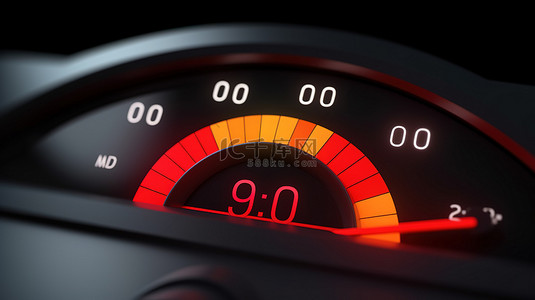 车速表信用评级控制面板图标，3D 插图中带有 90 个正常风险指示器