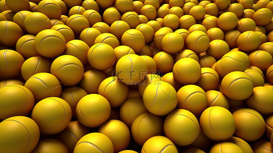 作为背景的网球的黄色 3D 渲染