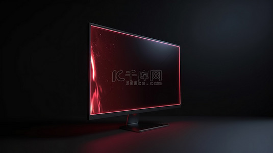 深红色背景上 lcd 屏幕的模型 3d 插图