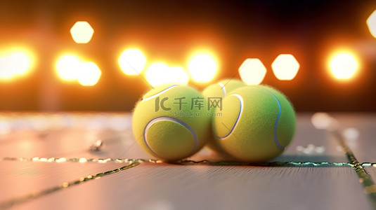 3D 渲染的网球，带有节日的圣诞气息