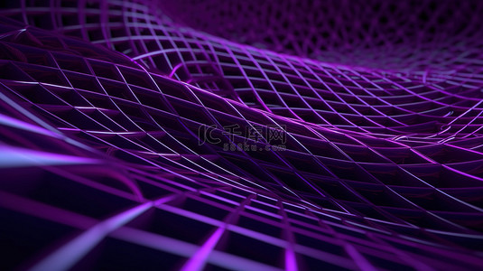 拍中背景图片_编织图案中的几何紫色线 3D 插图
