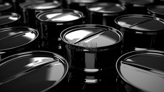 石油化工背景图片_含有油的光滑黑色桶的 3d 渲染