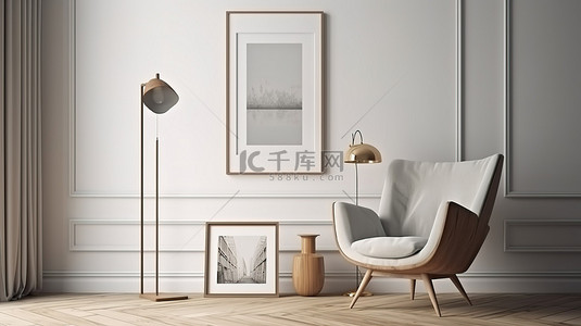 家居背景图片_室内场景的 3d 可视化与生活角落墙壁装饰和相框