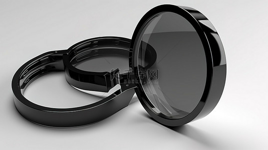 教育黑色背景背景图片_白色背景隔离最小 3d 渲染放大镜的黑色符号