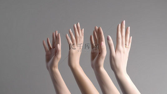 掌声的手势孤立的 3d 渲染的手