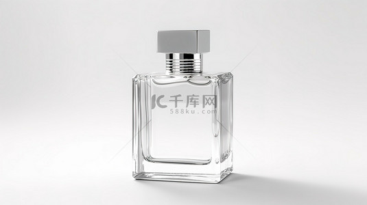 白色背景上孤立香水瓶样机的 3D 渲染