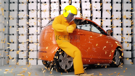 车祸背景图片_使用 3D 渲染假人模拟碰撞测试期间气囊展开