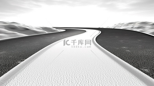 白色表面与道路方向的 3D 隔离图