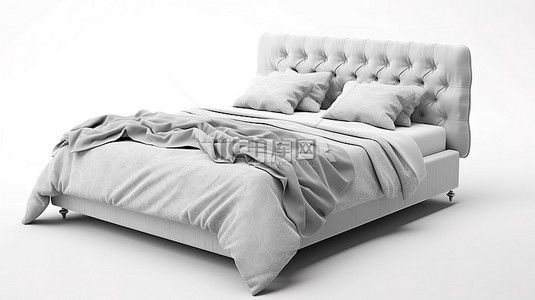 睡觉的枕头背景图片_3d 渲染中的白色背景隔离床