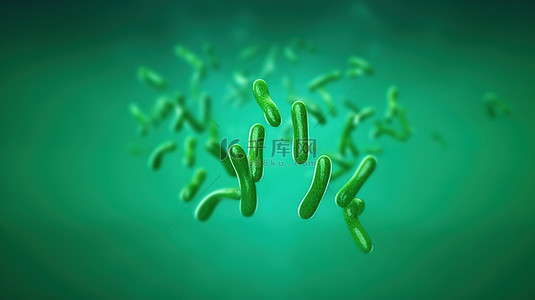 情系健康背景图片_充满活力的绿色背景下染色体的 3D 插图是一个科学概念