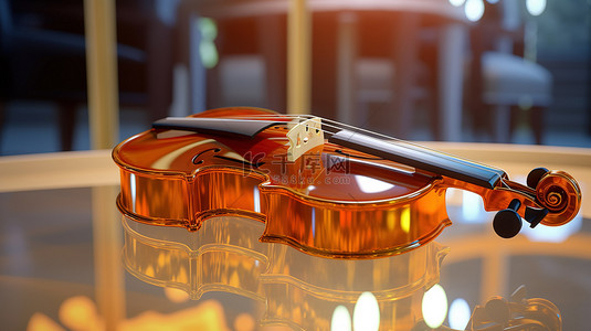 3D 渲染小提琴，背景闪亮