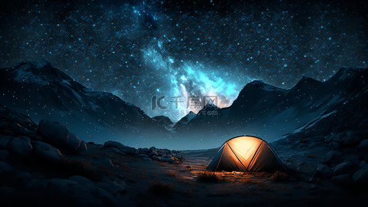 蓝色的帐篷背景图片_星空帐篷夜晚背景