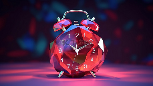 六个纪律背景图片_风格化 3D 低聚时钟是经典闹钟的现代风格