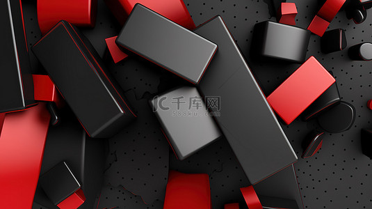 3d 渲染的黑色销售横幅，带有红色感叹号