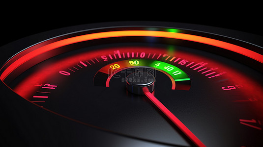 车速表信用评级量表圆形控制面板图标的 3D 插图描绘正常风险概念