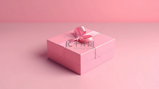 粉红色礼品盒渲染的简约 3D 顶视图