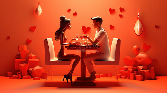 爱情两个人背景图片_约会概念艺术的 3d 插图