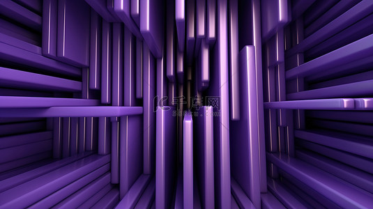 紫色动态几何设计奢华优雅的抽​​象背景，线条复杂，非常适合商业应用 3D 渲染