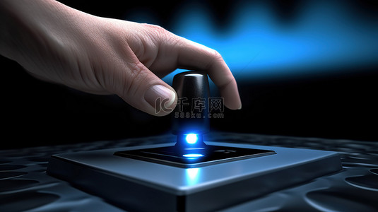 网管理背景图片_即将启动 3D 背景下手指悬停在计算机电源按钮上的图像