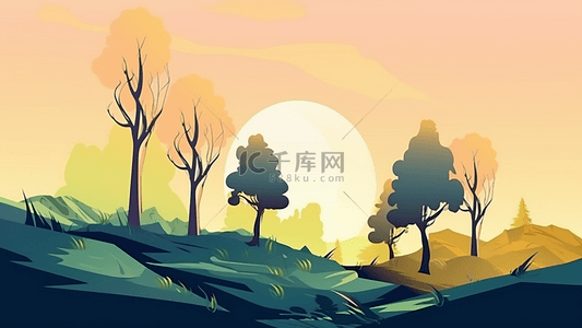 天安门插画背景图背景图片_风景树彩色简单的背景