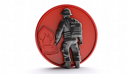 防火栓处背景图片_白色背景上消防员图标的孤立 3D 渲染