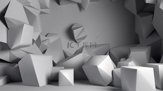 名片网站横幅背景抽象 3d 渲染灰色几何形状