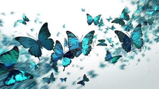 夏季蓝色蝴蝶飞翔，捕捉到令人惊叹的场景