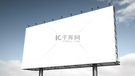 白色孤立广告牌的 3d 渲染插图