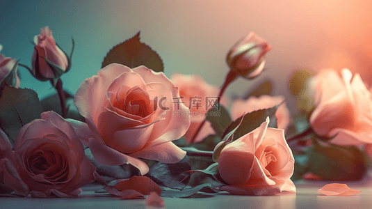 玫瑰花朵情人节花卉背景