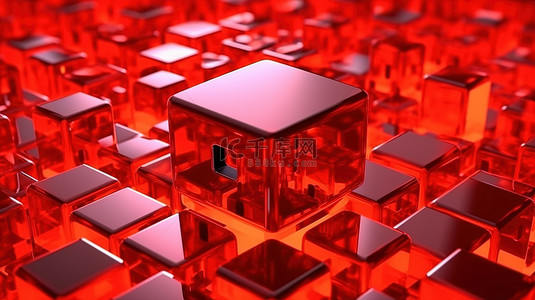 通信科技创新背景图片_重要探究抽象高科技立方体，以红色问号为特色，象征着问题3d渲染的解决方案