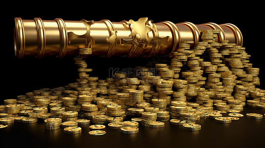 漏水的钱袋背景图片_财富在 3D 中建立多种收入流，硬币从管道流入钱袋
