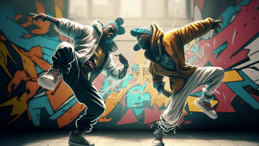 街头嘻哈涂鸦人物背景图片_舞蹈嘻哈街舞跳舞涂鸦背景