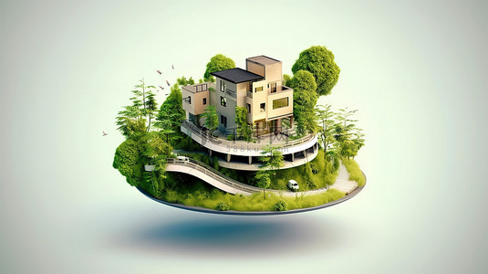 费用背景图片_用 3D 插图可视化房地产的想法