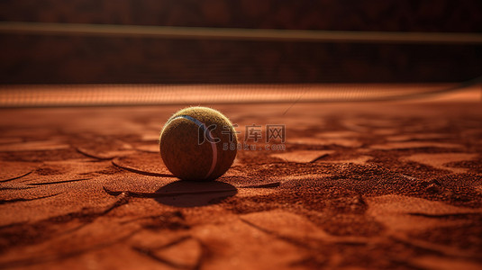 红土场网球 3D 渲染图像
