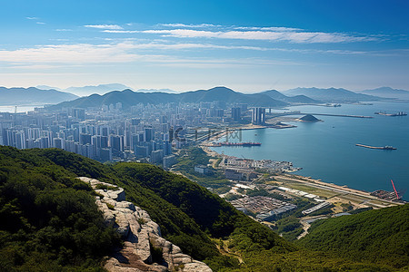 恩静贤山可以鸟瞰韩国城市天际线