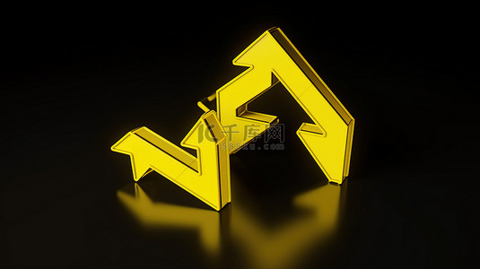 下一集箭头背景图片_3d 渲染的销售箭头图标，黄色轮廓向下指向