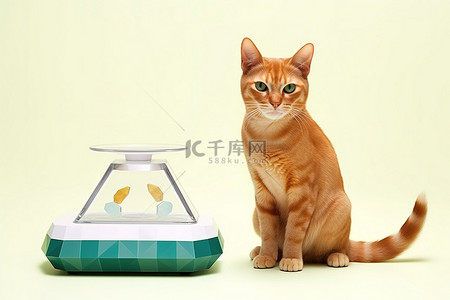 杂志蜂蜜阿尼背景图片_一只猫坐在秤上