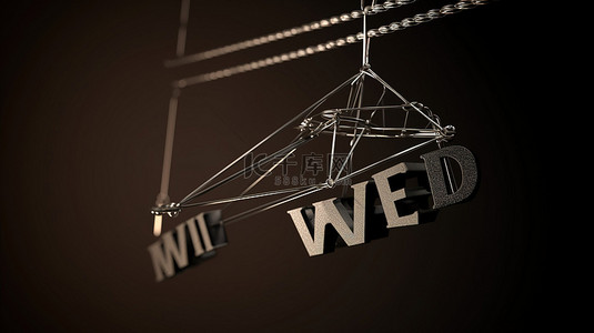 带有吊钩和 web 文本的 3d web 开发的插图