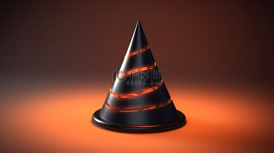 具有神秘暗锥形状的万圣节女巫帽的 3D 插图